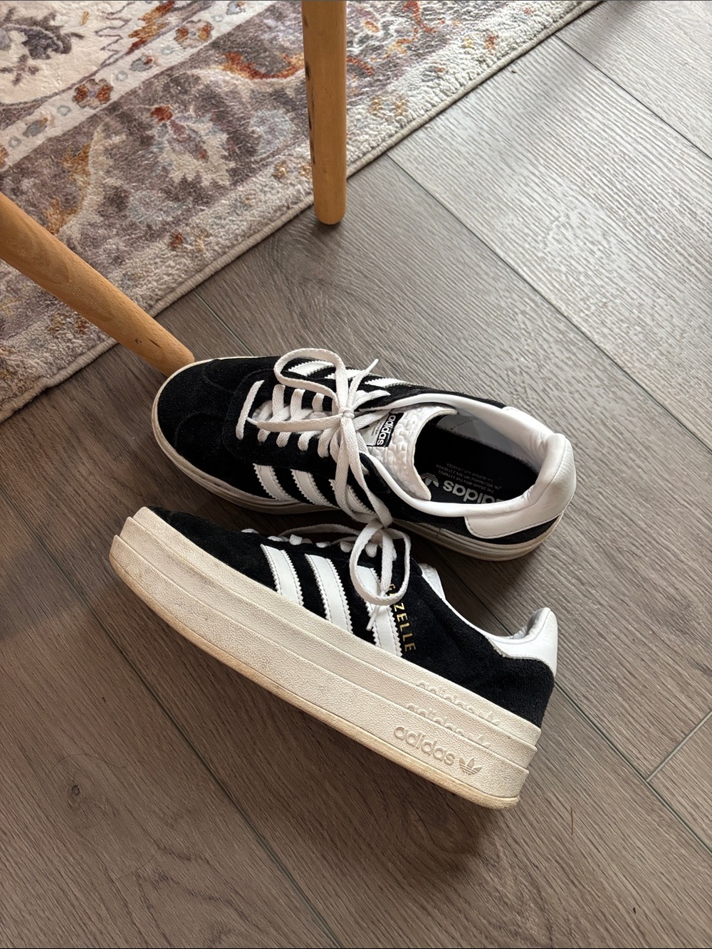 adidas Gazelle Platform Sneakers — Black & White